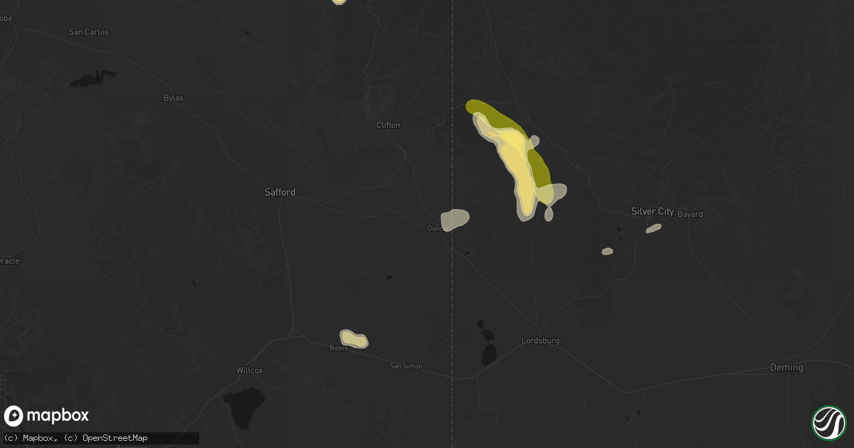 Hail map in Duncan, AZ on August 4, 2026