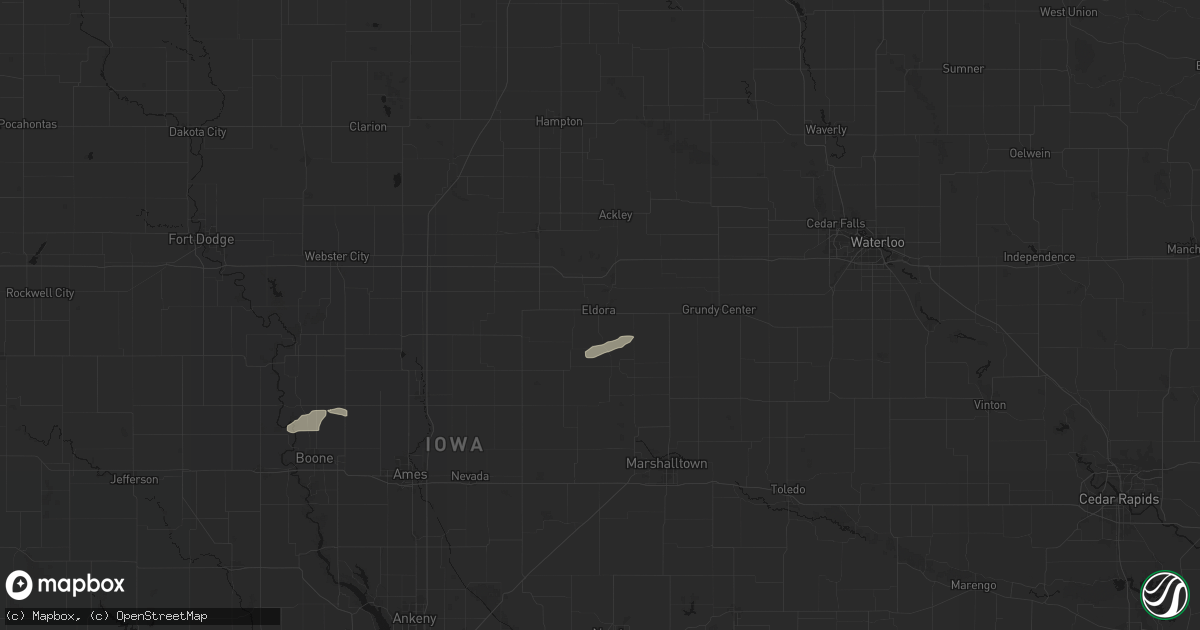 Hail map in Eldora, IA on August 4, 2026