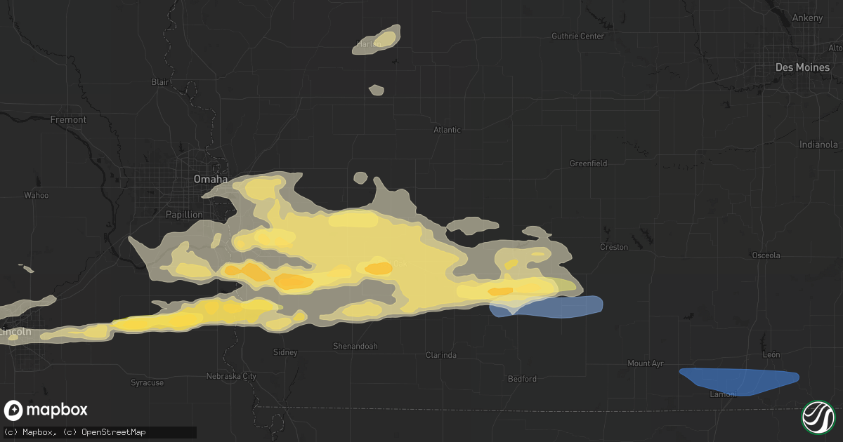Hail map in Elliott, IA on August 4, 2026