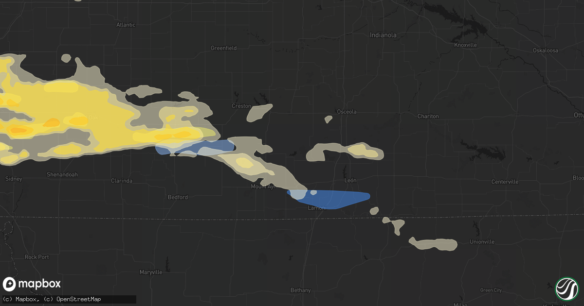 Hail map in Ellston, IA on August 4, 2026