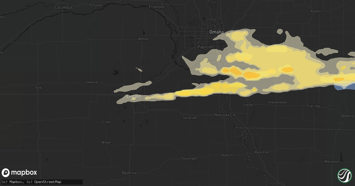 Hail map in Elmwood, NE on August 4, 2026