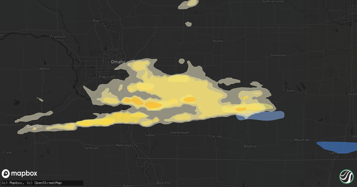 Hail map in Emerson, IA on August 4, 2026