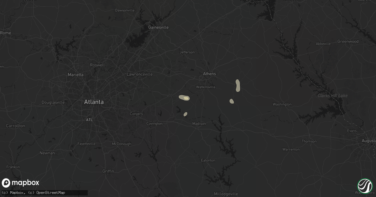 Hail map in Good Hope, GA on August 4, 2026