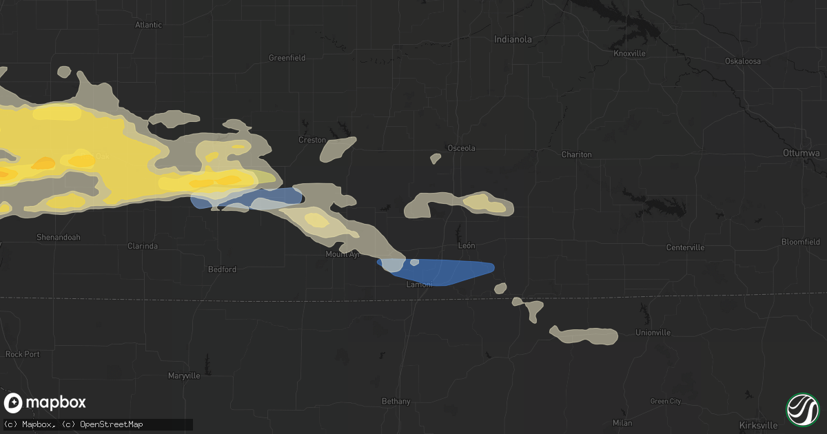 Hail map in Grand River, IA on August 4, 2026