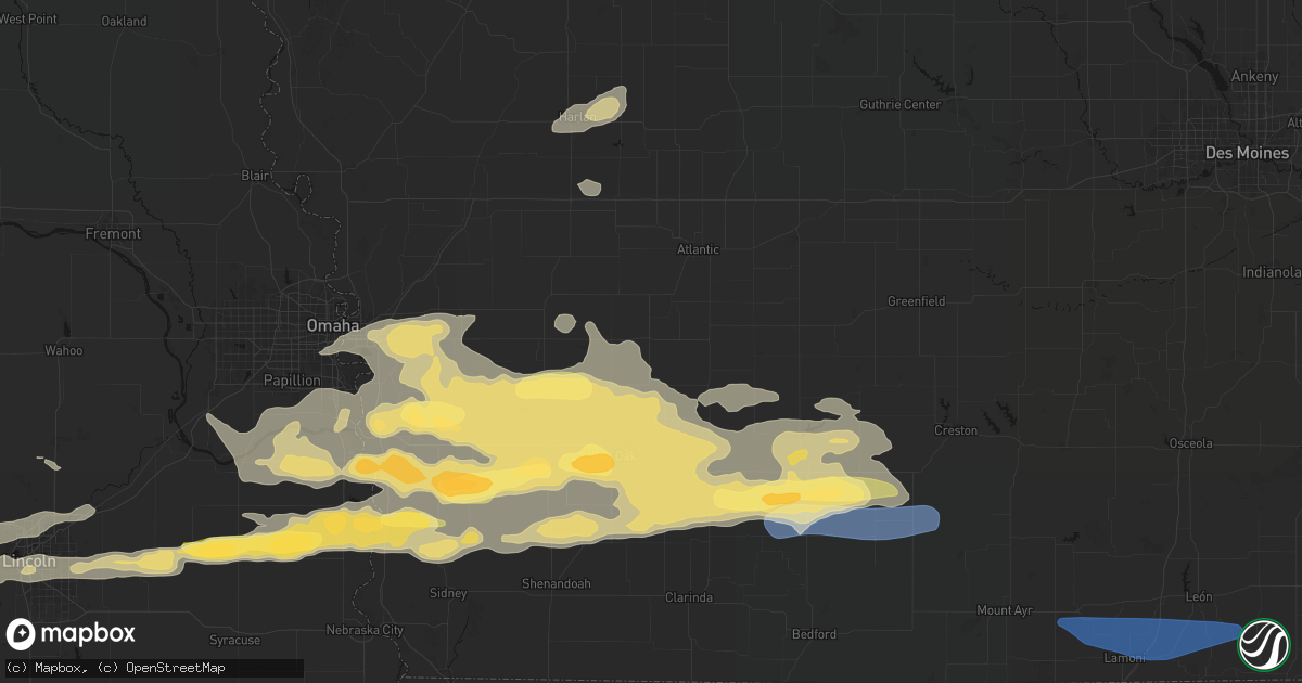 Hail map in Griswold, IA on August 4, 2026