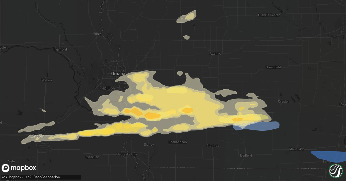 Hail map in Henderson, IA on August 4, 2026