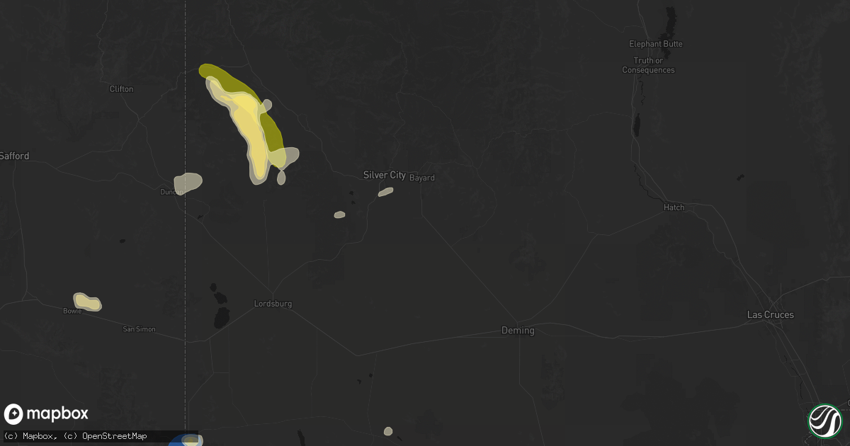 Hail map in Hurley, NM on August 4, 2026