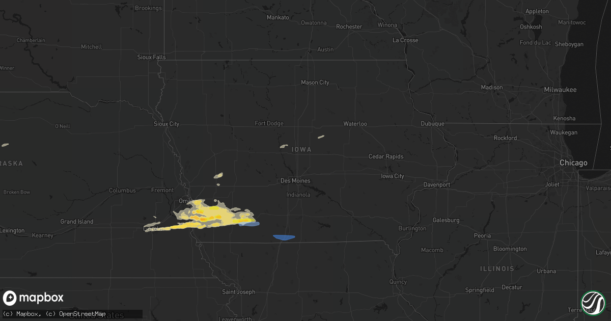 Hail map in Iowa on August 4, 2026