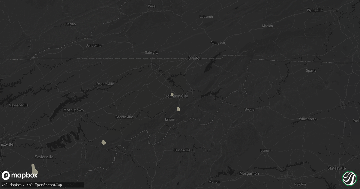Hail map in Johnson City, TN on August 4, 2026