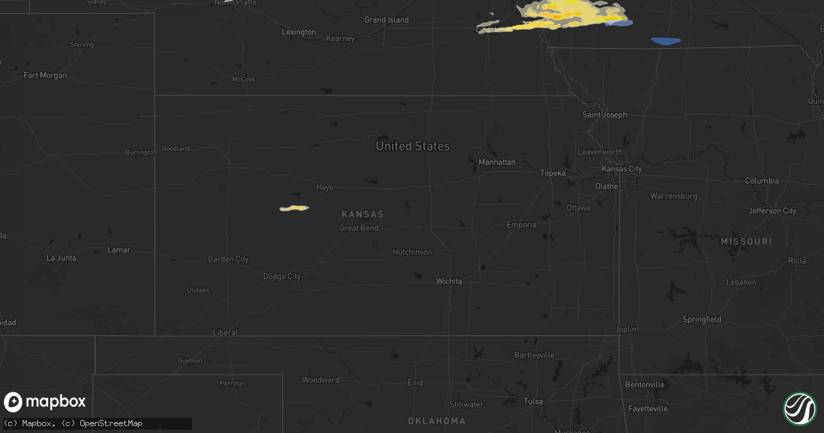 Hail map in Kansas on August 4, 2026