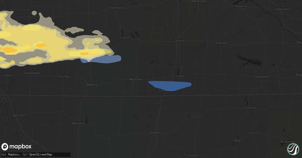 Hail map in Kellerton, IA on August 4, 2026