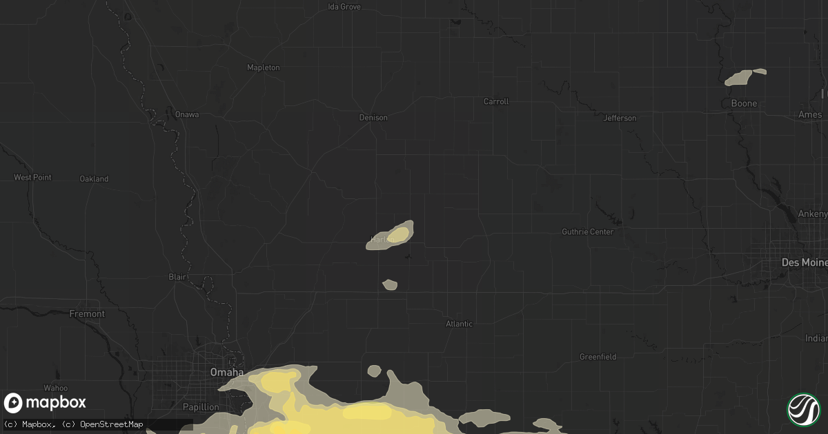 Hail map in Kirkman, IA on August 4, 2026