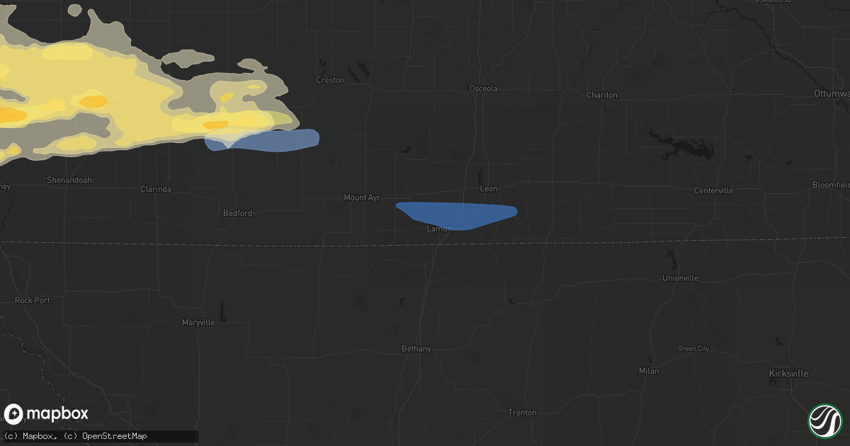 Hail map in Lamoni, IA on August 4, 2026