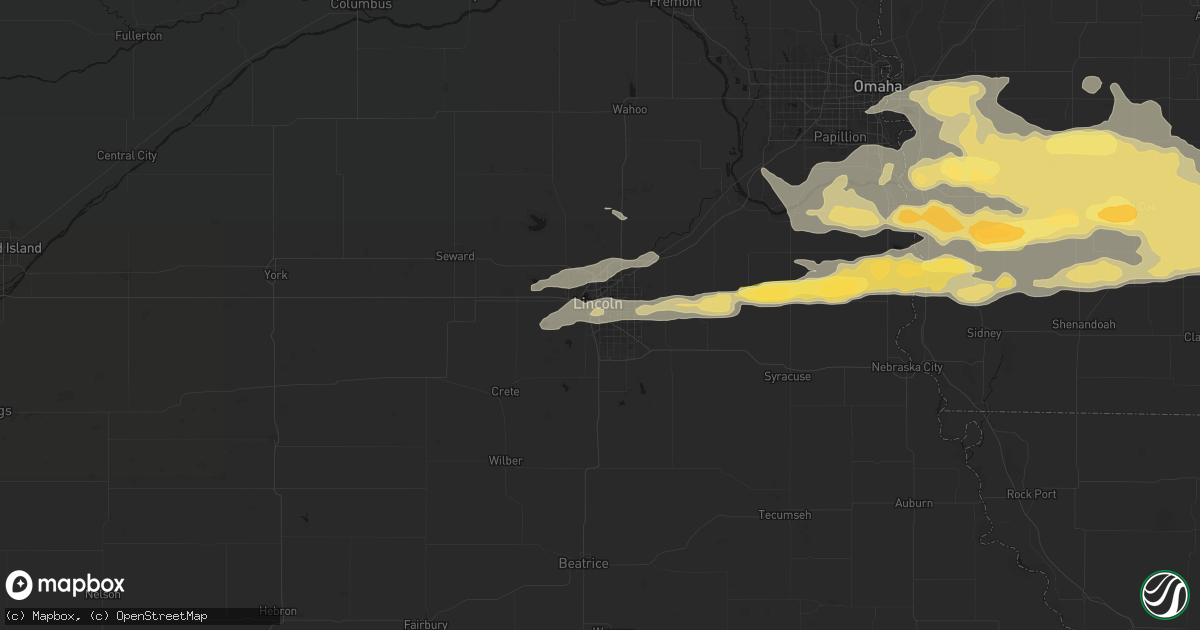 Hail map in Lincoln, NE on August 4, 2026