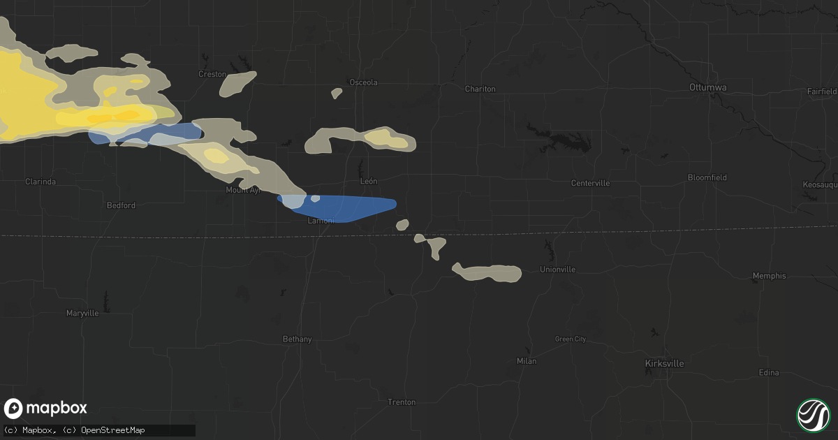 Hail map in Lineville, IA on August 4, 2026