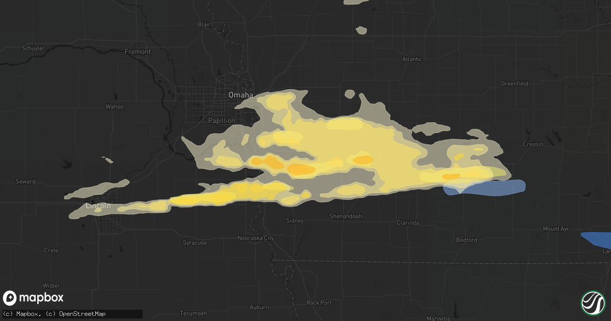 Hail map in Malvern, IA on August 4, 2026