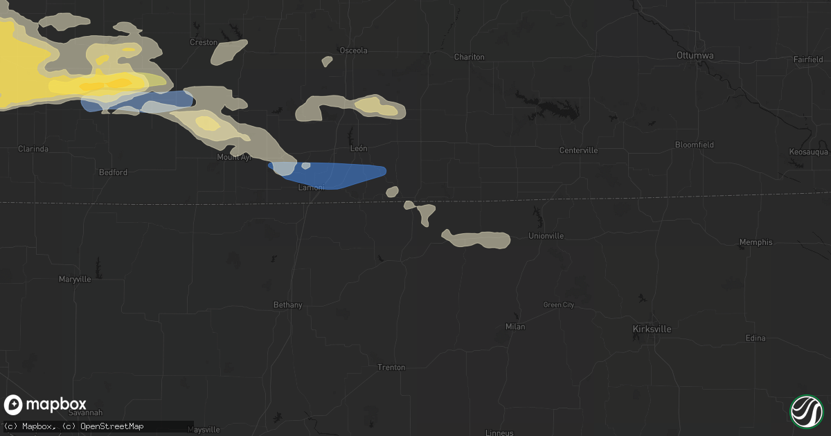Hail map in Mercer, MO on August 4, 2026