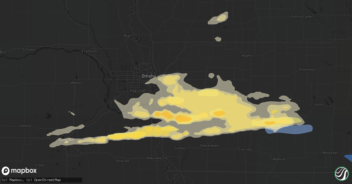 Hail map in Mineola, IA on August 4, 2026