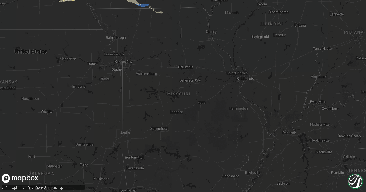 Hail map in Missouri on August 4, 2026