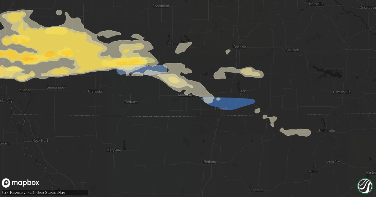 Hail map in Mount Ayr, IA on August 4, 2026