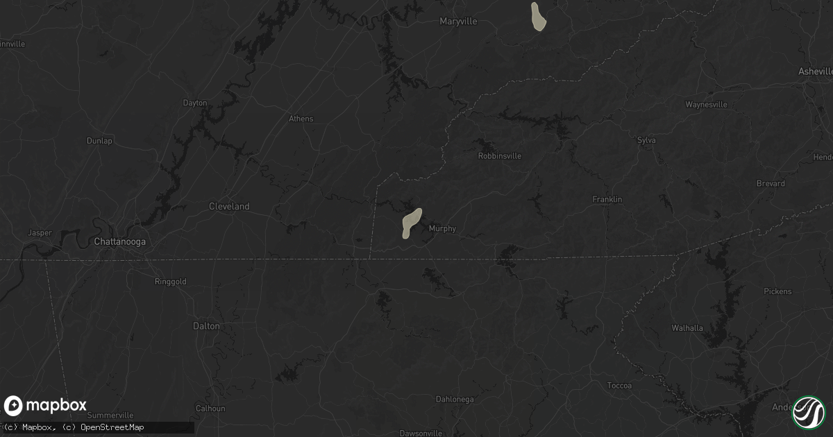Hail map in Murphy, NC on August 4, 2026