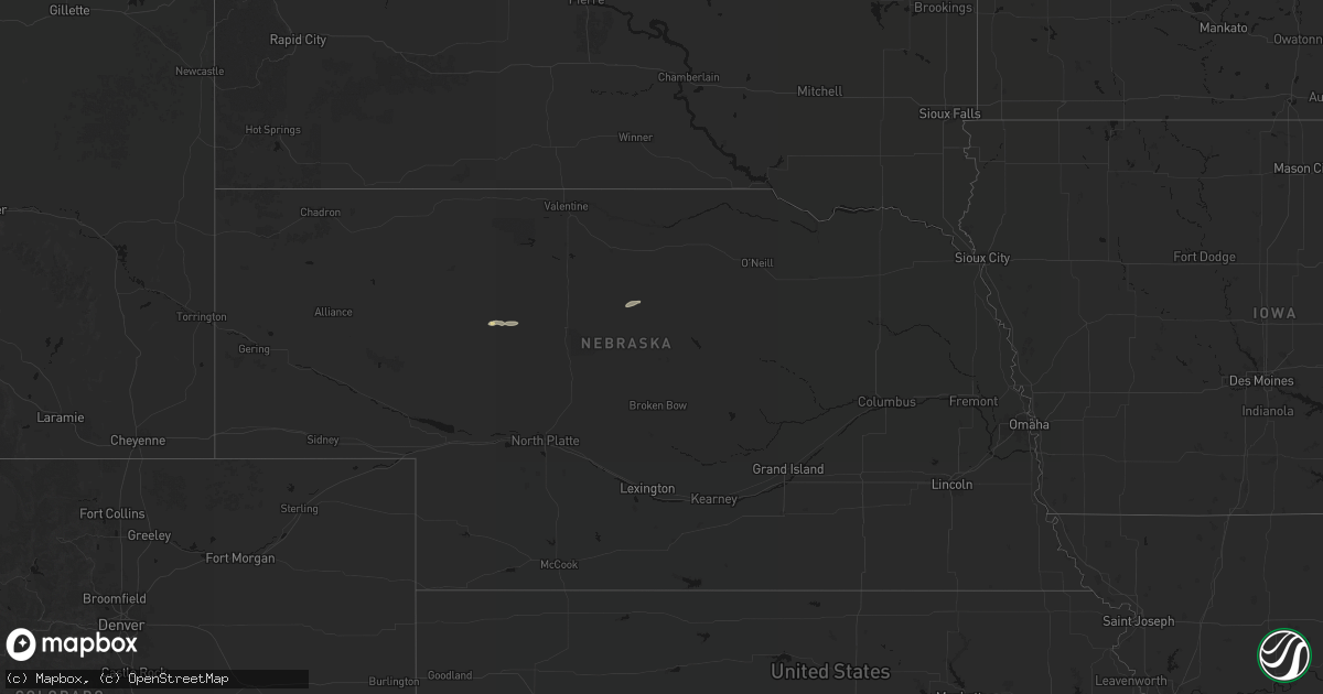 Hail map in Nebraska on August 4, 2026