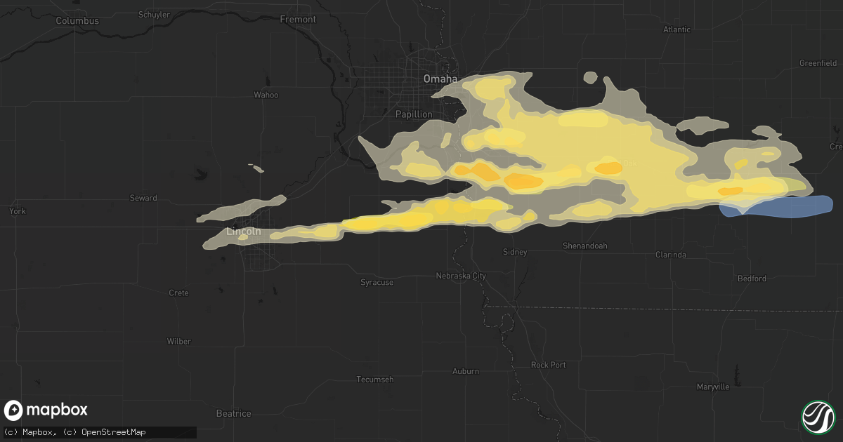 Hail map in Nehawka, NE on August 4, 2026