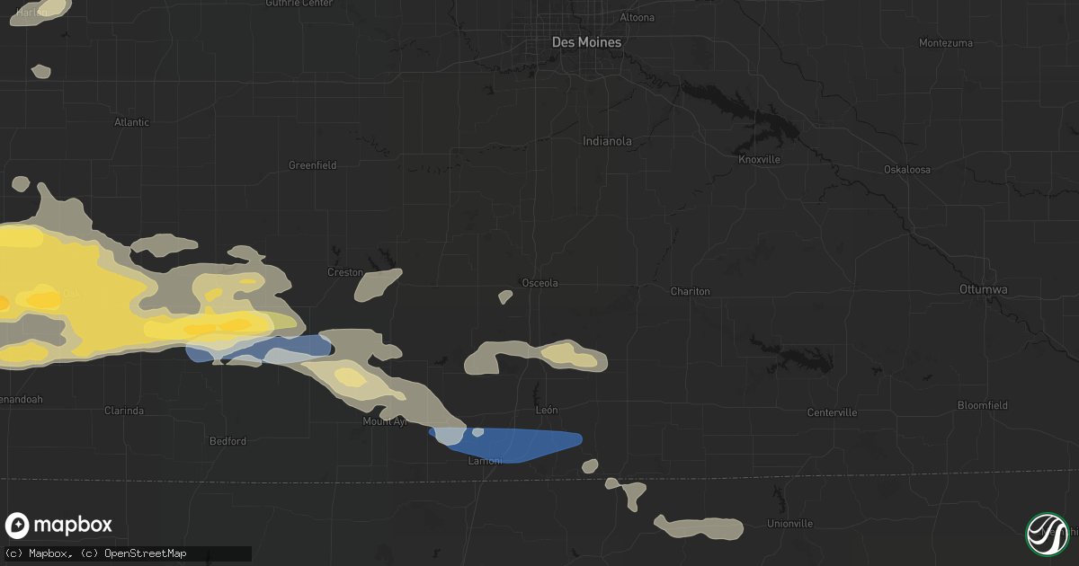 Hail map in Osceola, IA on August 4, 2026