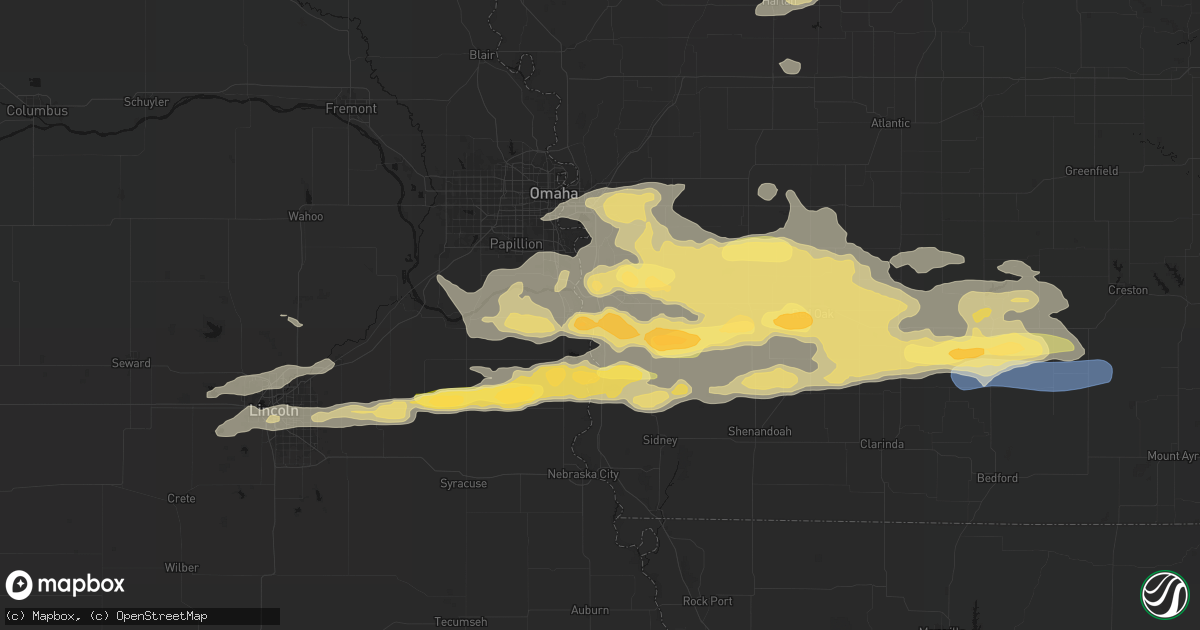 Hail map in Pacific Junction, IA on August 4, 2026