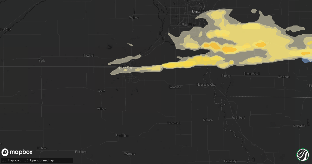 Hail map in Palmyra, NE on August 4, 2026