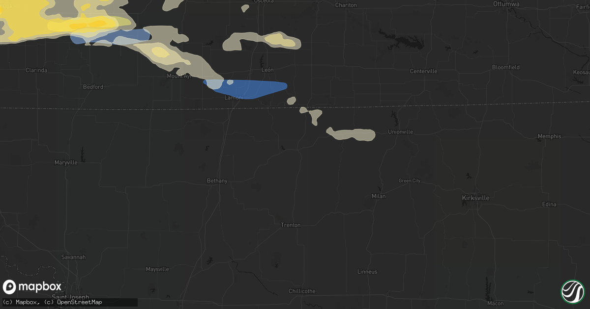 Hail map in Princeton, MO on August 4, 2026