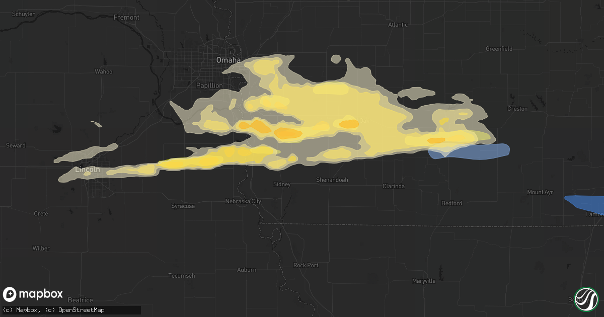 Hail map in Randolph, IA on August 4, 2026