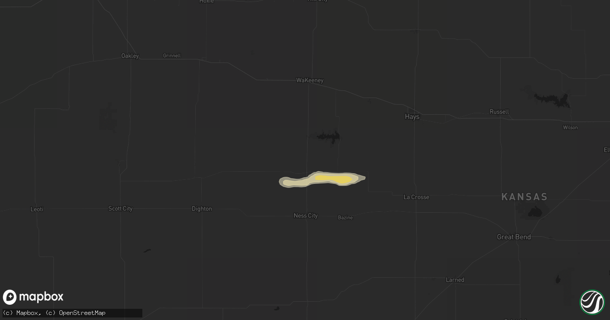Hail map in Ransom, KS on August 4, 2026