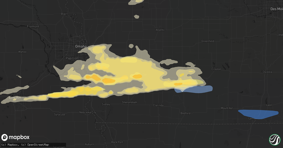 Hail map in Red Oak, IA on August 4, 2026