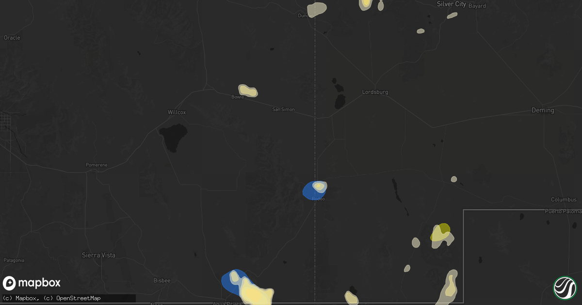 Hail map in San Simon, AZ on August 4, 2026