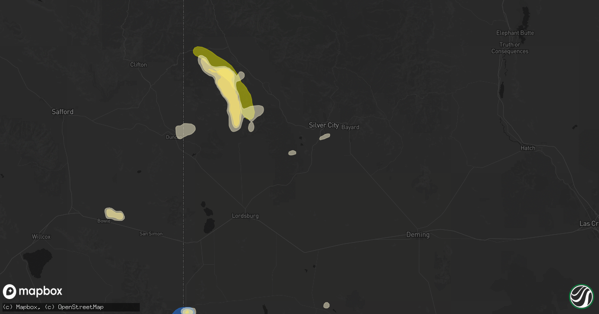 Hail map in Silver City, NM on August 4, 2026