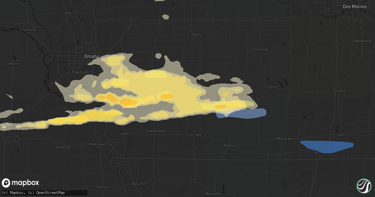 Hail map in Stanton, IA on August 4, 2026