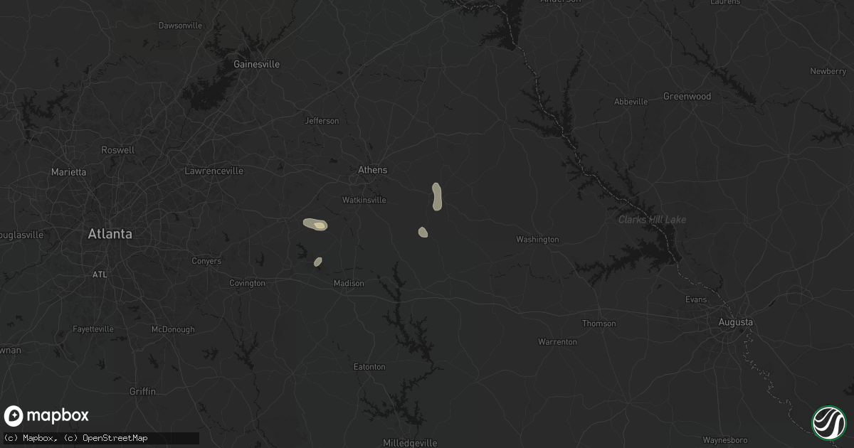 Hail map in Stephens, GA on August 4, 2026