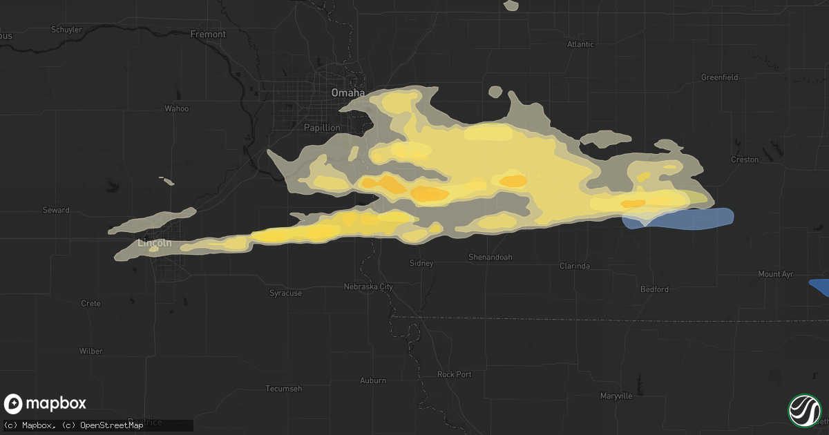 Hail map in Tabor, IA on August 4, 2026