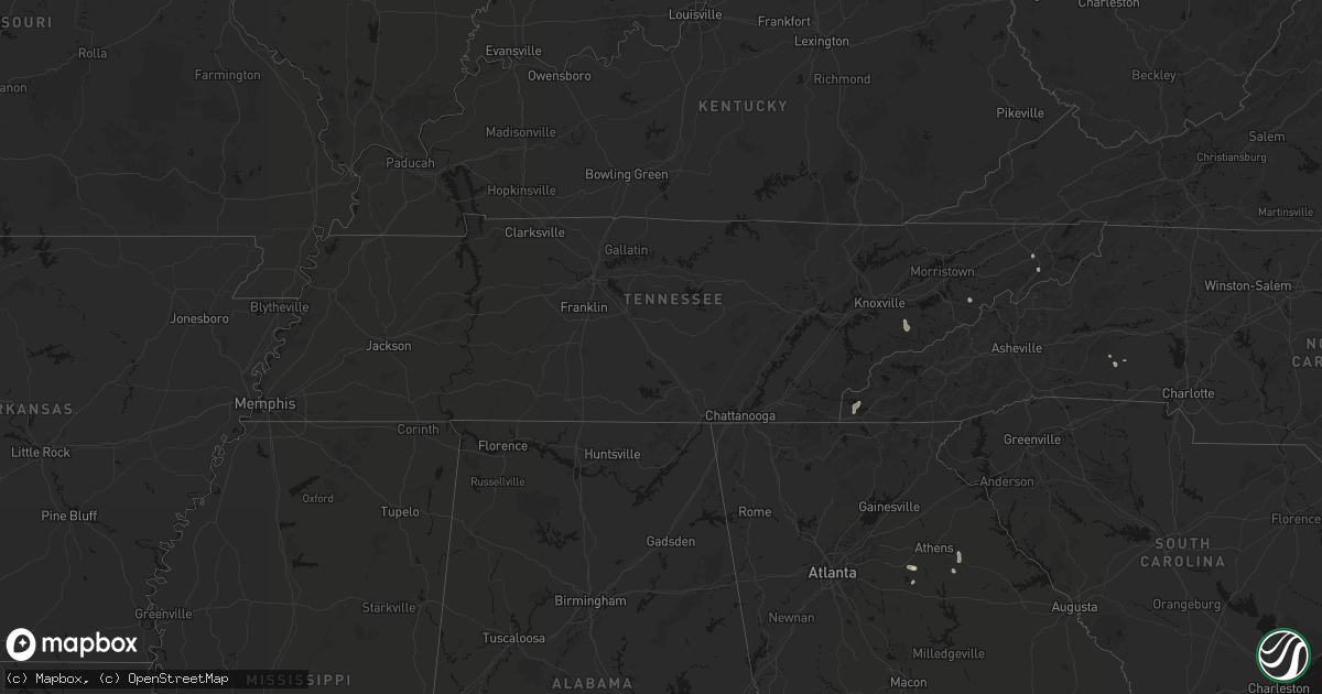 Hail map in Tennessee on August 4, 2026