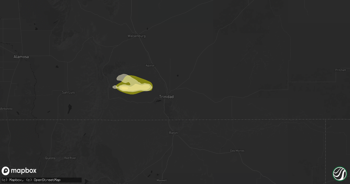 Hail map in Trinidad, CO on August 4, 2026