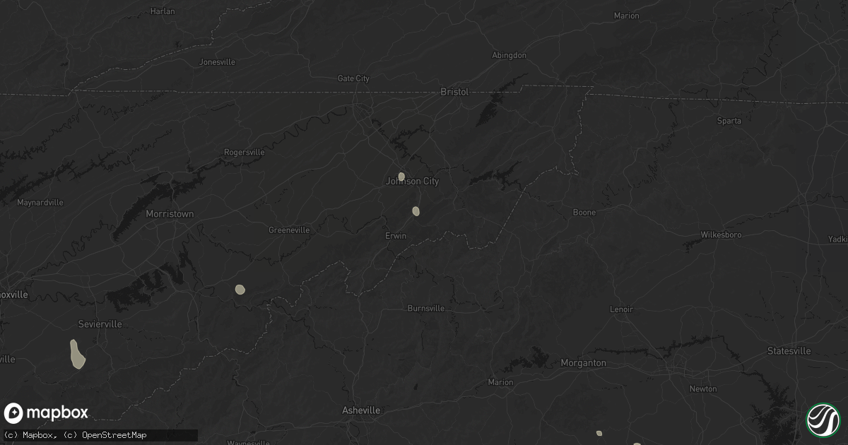 Hail map in Unicoi, TN on August 4, 2026