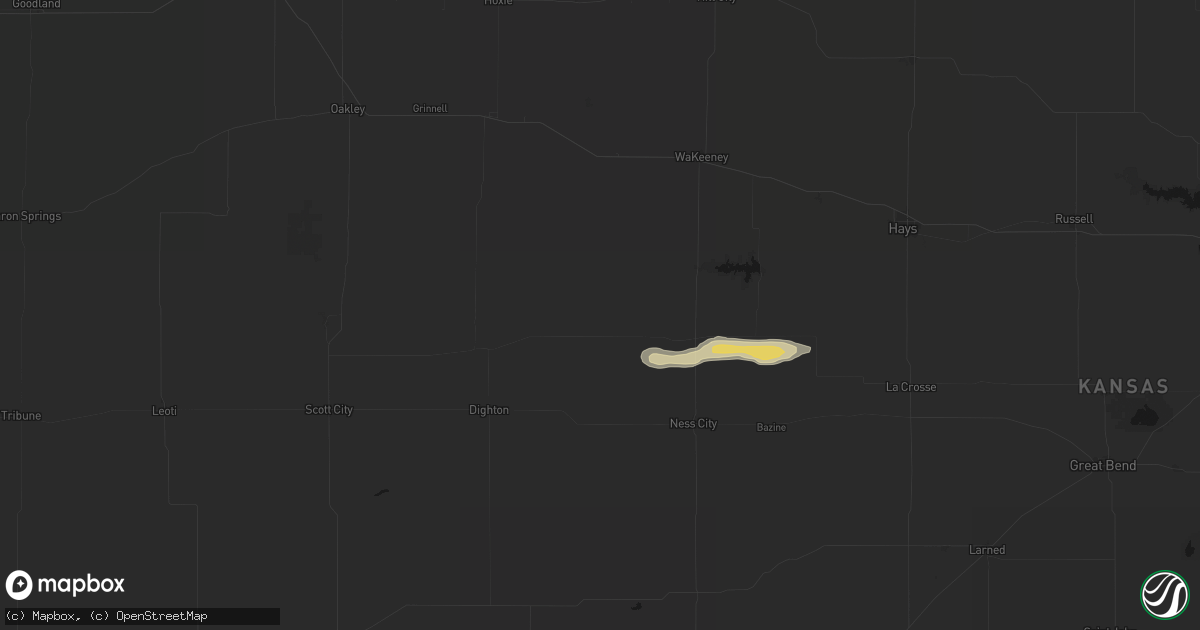 Hail map in Utica, KS on August 4, 2026