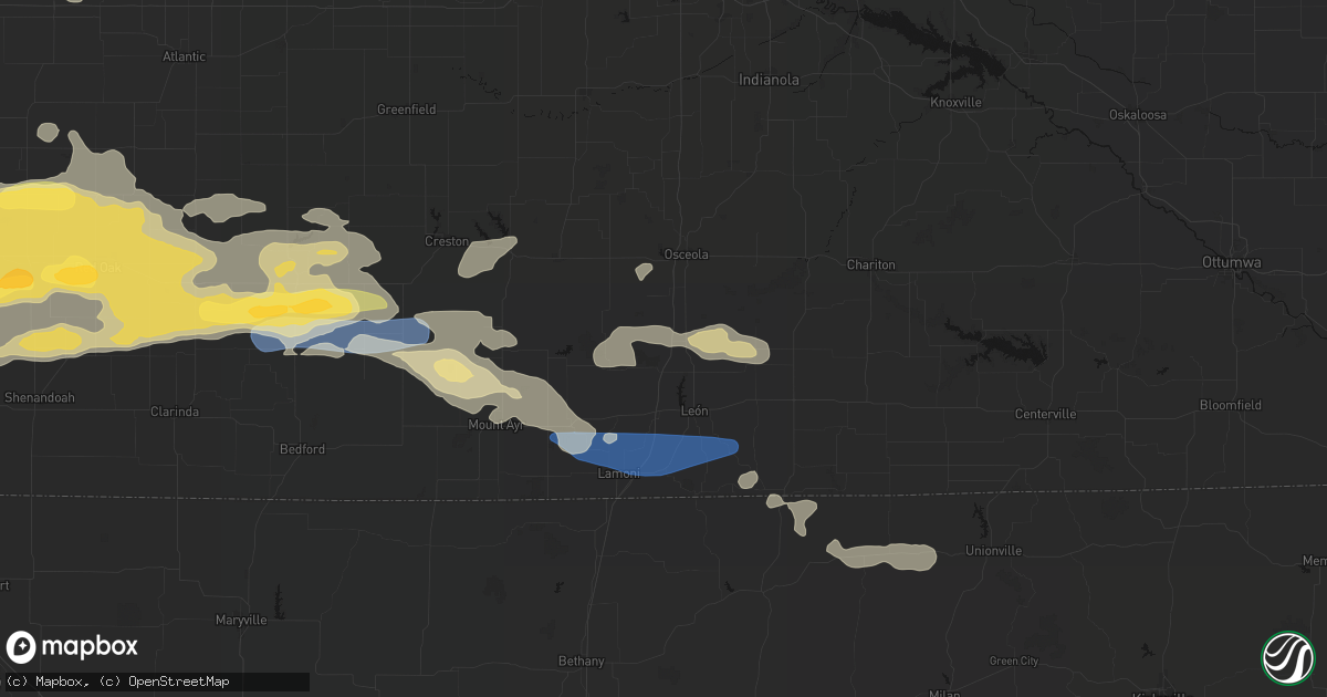 Hail map in Van Wert, IA on August 4, 2026