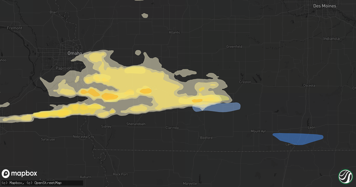 Hail map in Villisca, IA on August 4, 2026