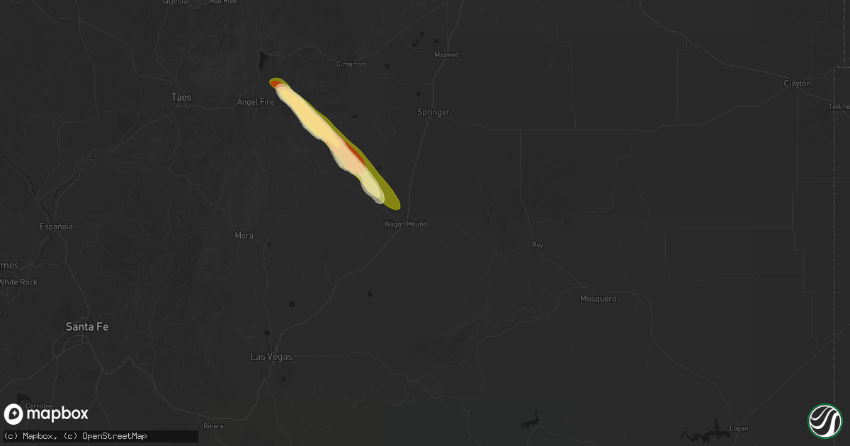 Hail map in Wagon Mound, NM on August 4, 2026