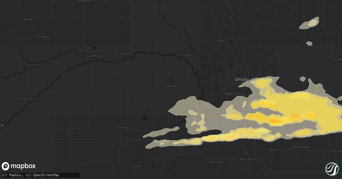 Hail map in Wahoo, NE on August 4, 2026