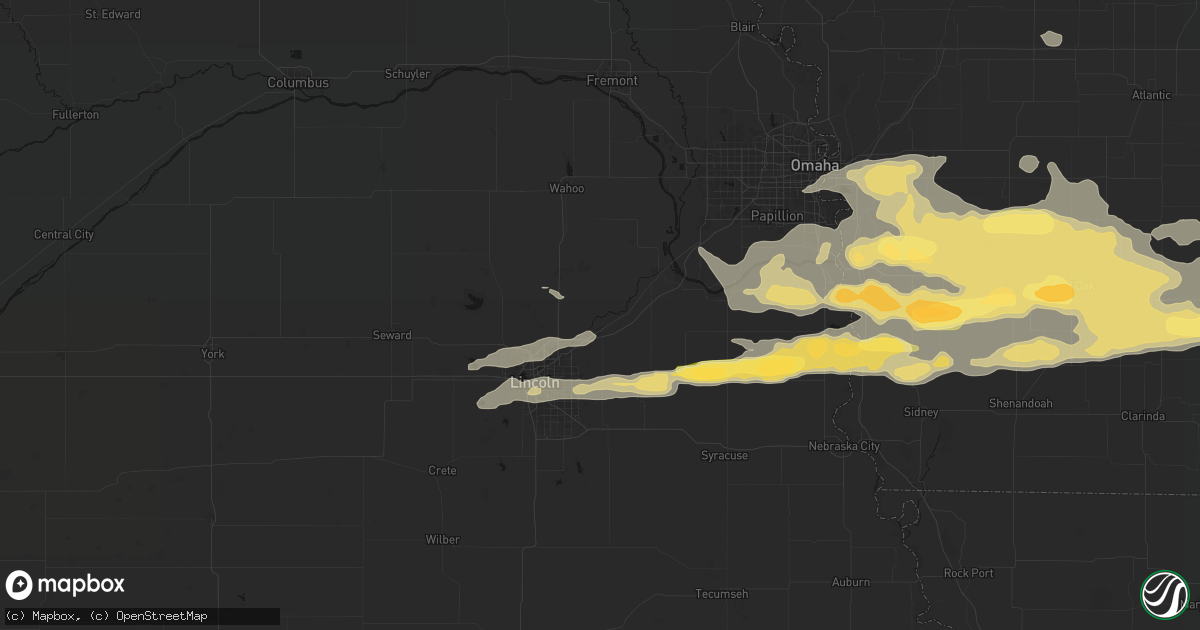Hail map in Waverly, NE on August 4, 2026
