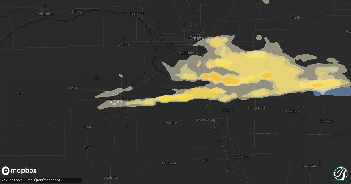 Hail map in Weeping Water, NE on August 4, 2026