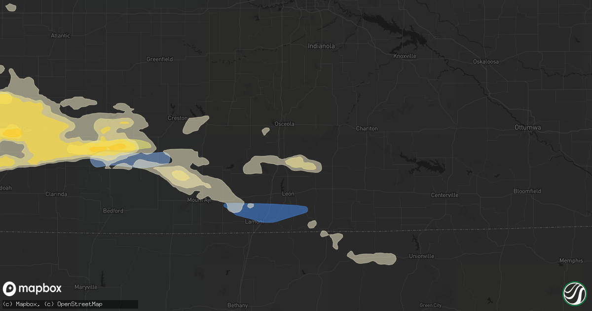 Hail map in Weldon, IA on August 4, 2026